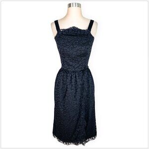 One Fifty Third Black Lace Vintage Inspired Custom Sample Midi Dress NEW NWOT 6